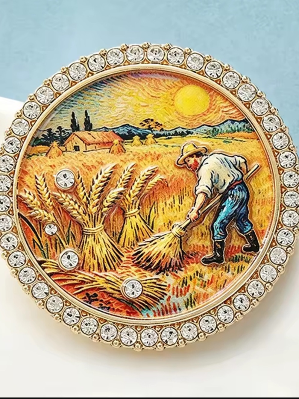 Van Gogh Wheat Harvest Brooch – Artistic Statement Accessory - Picture 5 of 7